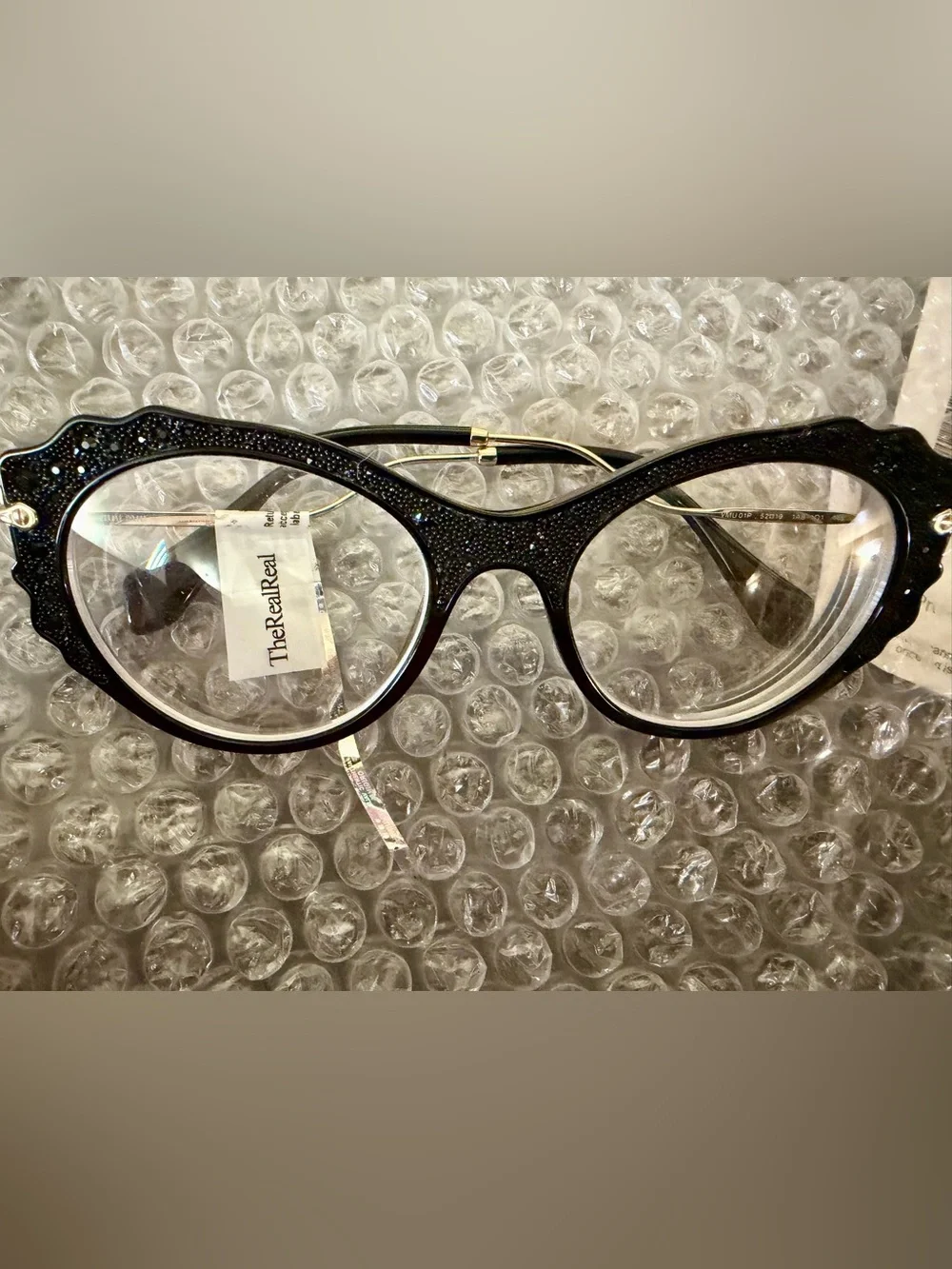 Miu Miu Black Decorative Cat-Eye Women's Glasses